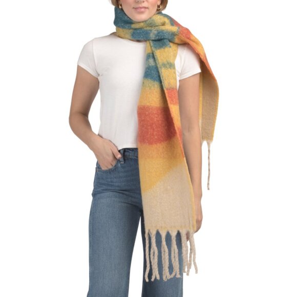 LULLA COLLECTION Yellow Chunky Tassels Cold Weather Scarf - Picture 1 of 2